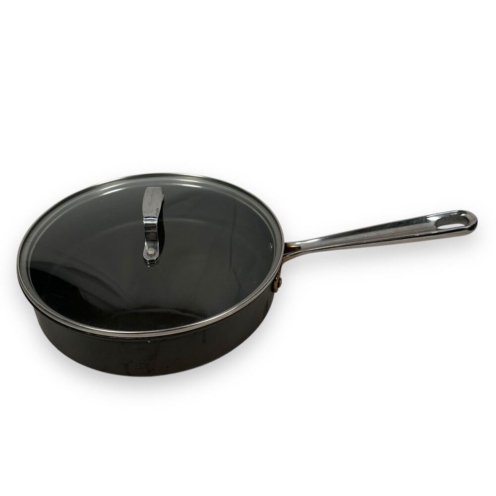 Emerils 3‎ Quart Fry Pan Stainless Steel Non-Stick Cookware with Clear Glass Lid